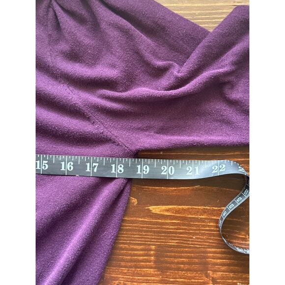 VTG 90s Y2K Ruffle Neck Tunic Sweater L Purple City Preppy Equestrian RL Vibes - Picture 11 of 13